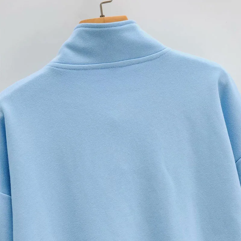 

Women's High Waist Pullover Korean Style Loose Short Zipper Female Jacket College Wind Round Neck Thin Chic Women's Coat Tops