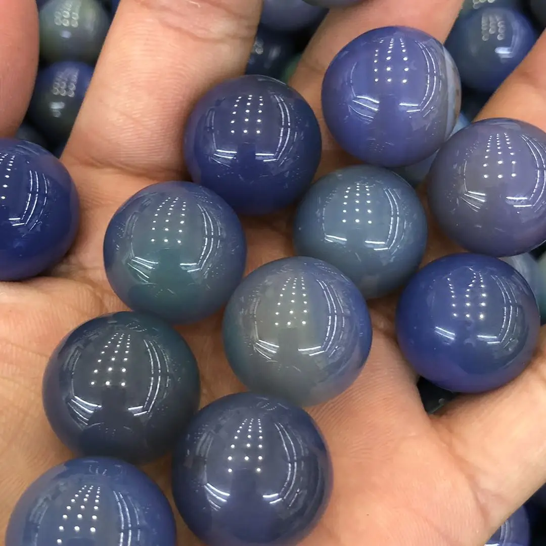 

high quality natural agate crystal ball electroplating blue healing porcelain
