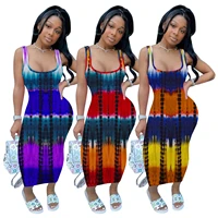 2021 summer new womens clothing solid color stitching nightclub vest dress