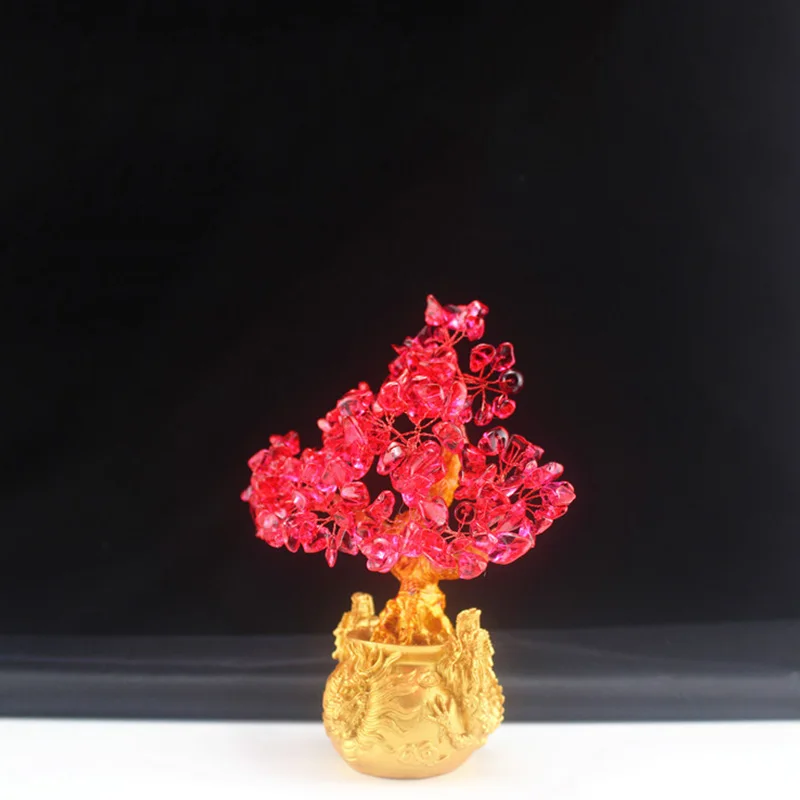 Премиум мини хрустальные деньги дерево бонсай стиль удача фэн шуй приносит