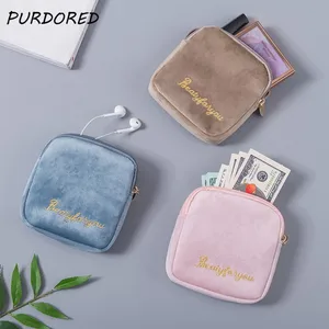 PURDORED 1 шт. мини однотонная косметичка, бархатная Туалетная сумка для хранения макияжа, органайзер, косметический чехол для путешествий, косметичка Kosmetyczka