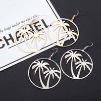 vg 6ym fashion simple women coconut palm tree dangle earring round circle drop earrings summer holiday hawaii earring jewelry