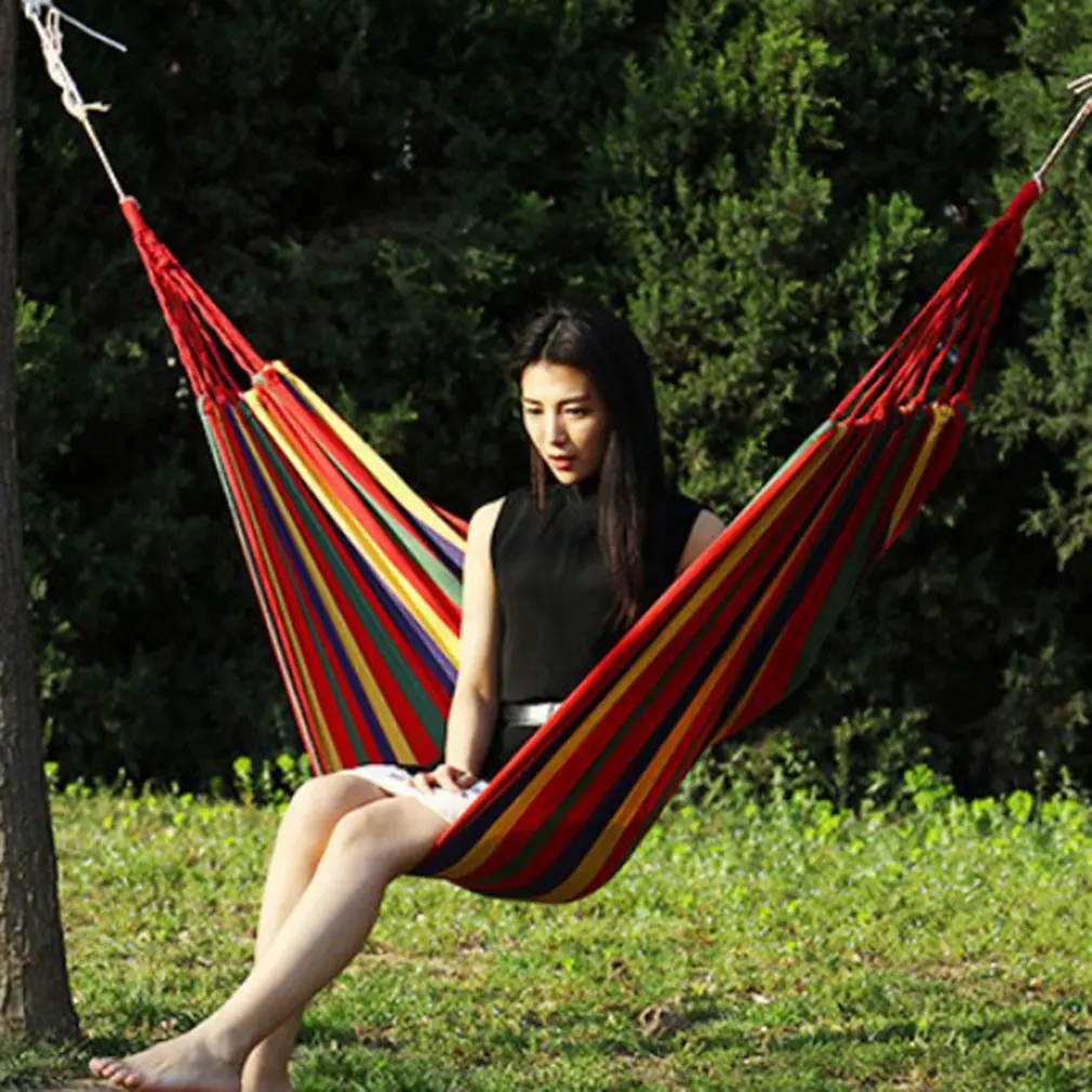 

Ice Mesh Hammock Non-stick Single Red Striped Swing 280x80 With Rope Storage BagAnti-rollover Outdoor Hammock