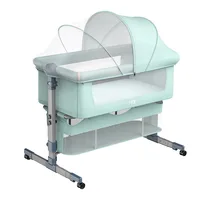 Baby Bed With Net And Mattress Portable Removable Crib Cradle Foldable Adjusting Stitching Nest