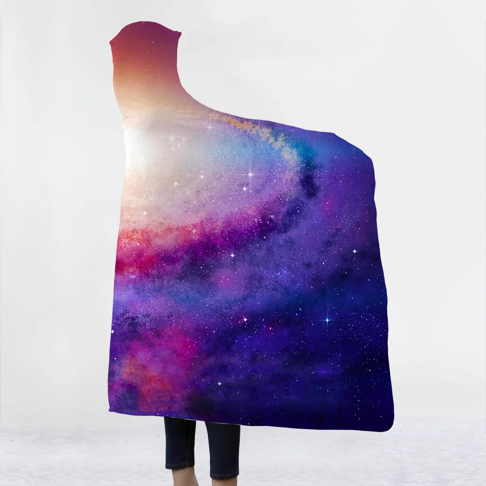 Одеяло с капюшоном Cosmic Galaxy, утепленный плащ из микрофибры, волшебная Сиеста, семейная одежда, одеяло для детей, Прямая поставка