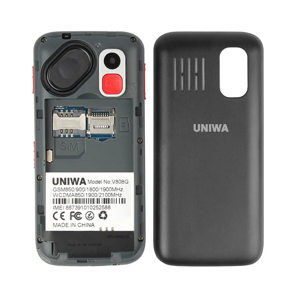 UNIWA V808G Mobile Phone Russian Keyboard 3G WCDMA Phone Strong Torch Senior Cellphone Elderly Big SOS Push-Button Phone Old Man
