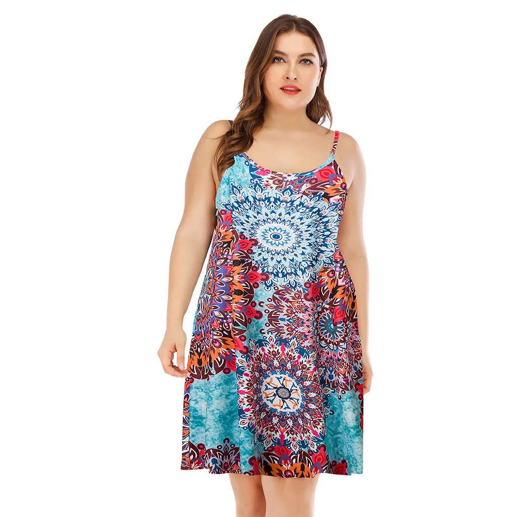 

Повседневные пляжные платья большого размера, женское платье, повседневное мини-платье без рукавов с принтом, вечернее платье, платья