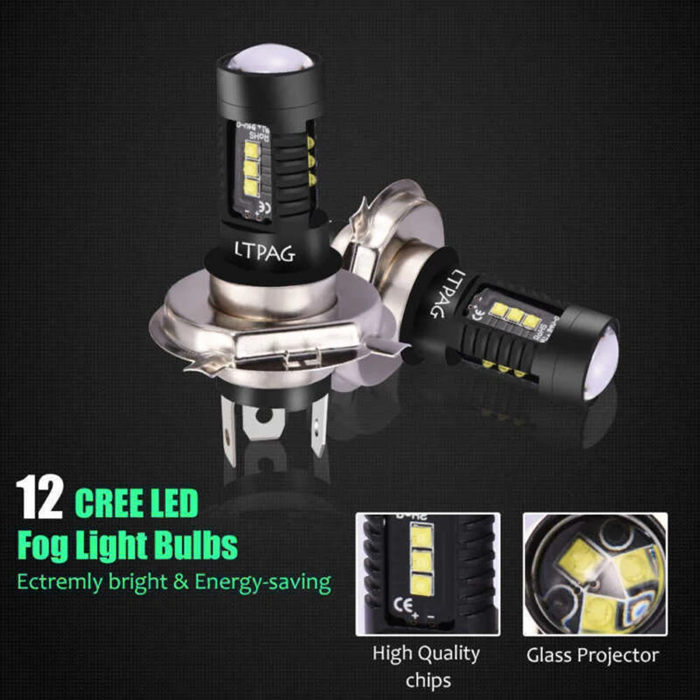 

Low LED Lights Parts 2pcs Aluminum Alloy Beam Bulb COB DC 12V-24V H4 9003