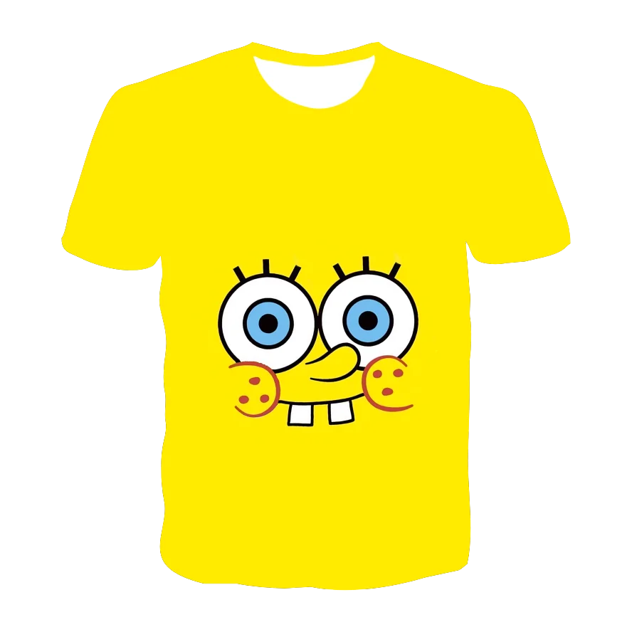 

Summer Kids Sponge 3D Anime T-shirt Bob Casual Teens Baby Boy Clothes Birthday Tops For Girls Yellow O-Neck Short Sleeve Shirts