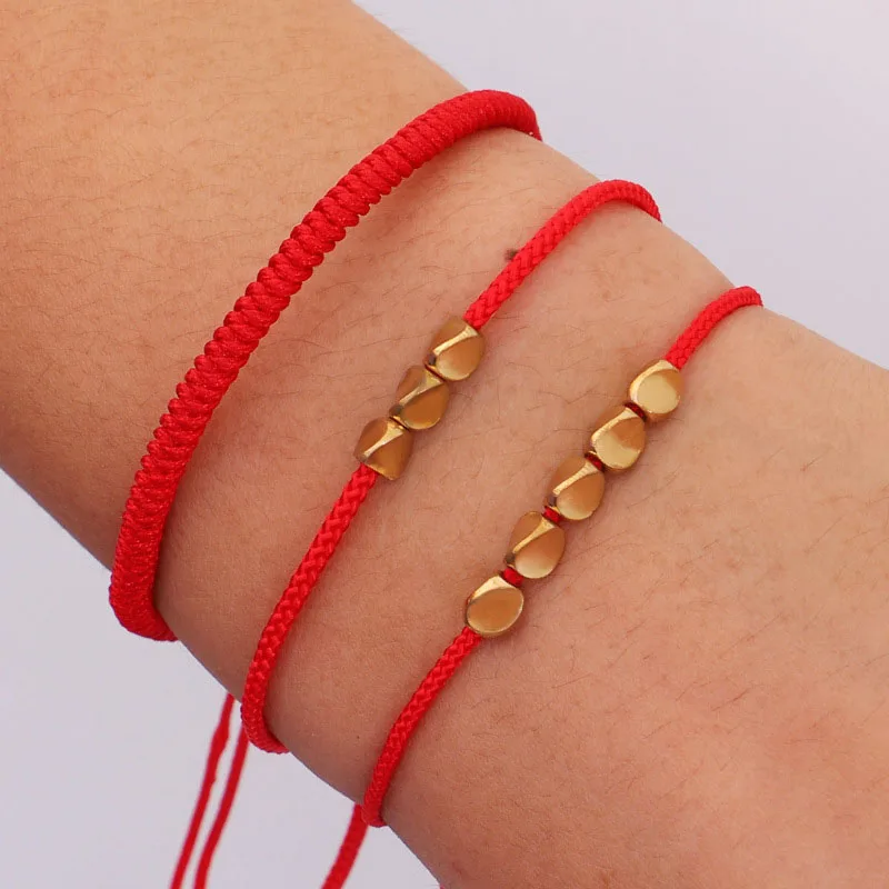 

Handmade Tibetan Copper Bead Bracelet for Women Adjustable Rope Chain Men Bracelets Gold Color Braided Boho Vintage Jewelry Gift