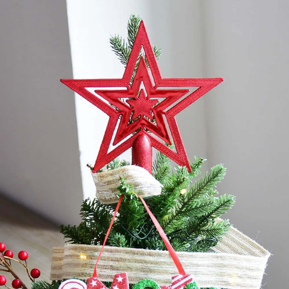 20cm Red Опциональные украшения для рождественской елки Topstar, покрытые пластиком, ПВХ, пятиконечная звезда, для дома, вечерние, рождественские украшения, 3 размера - Цвет: 20cm Red