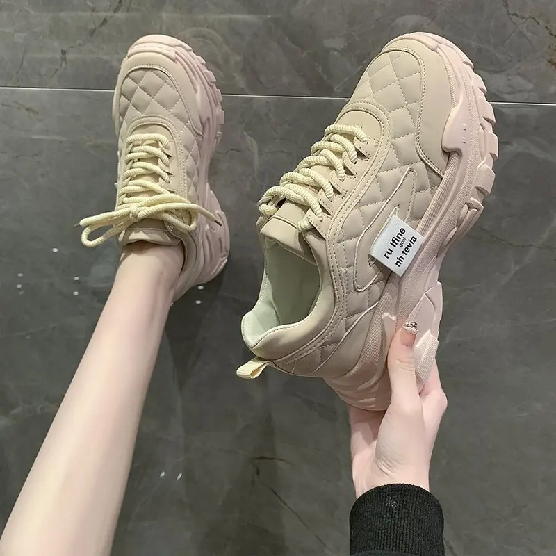 

2021 New All-match Comfortable Wear-resistant Lace-up Outdoor Leisure Thick-soled Sports Vulcanized Shoes Zapatos De Mujer