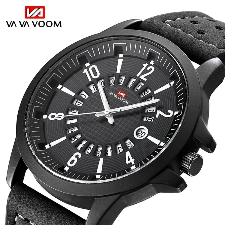 

VA VA VOOM creative calendar sports watch men's small hole belt watch