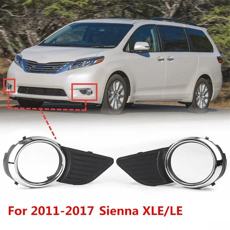 

Chrome Trim Fog Light Grill Bumper Bezel Cover for Toyota Sienna Base/XLE/LE 20111-