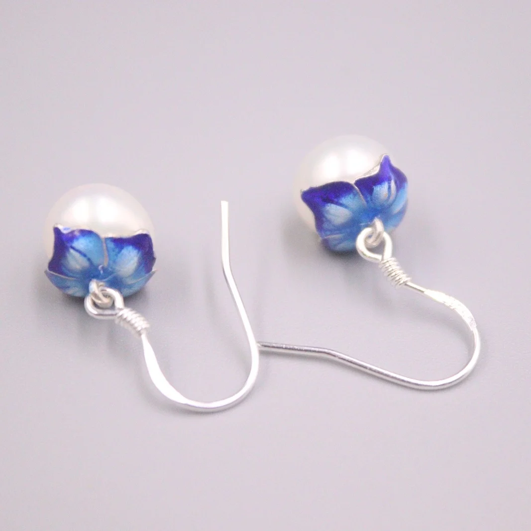 

Серьги-подвески из настоящего серебра 925 пробы, корейские, золотые, Женщины Девушки пробы, с жемчугом, с крючком