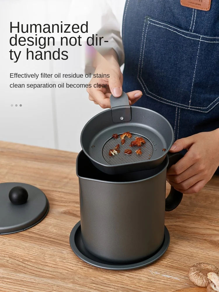 

Oil Strainer Jug Oil Residue Pot Household Kitchen Drain Oil Pouring Jar Multi-Functional Large Capacity with Strainer
