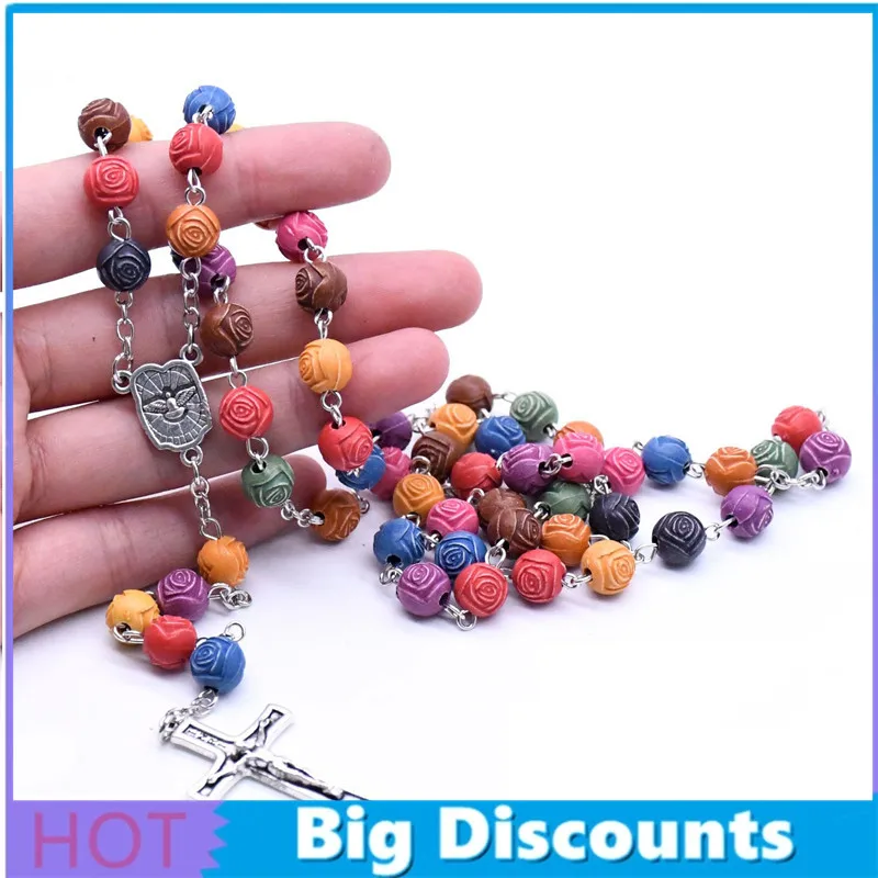 

New Fashion 3 Types Catholic Rosary Necklace Colorful Bead Fashion Jewellery Party Fine Accessories Present For Unisex