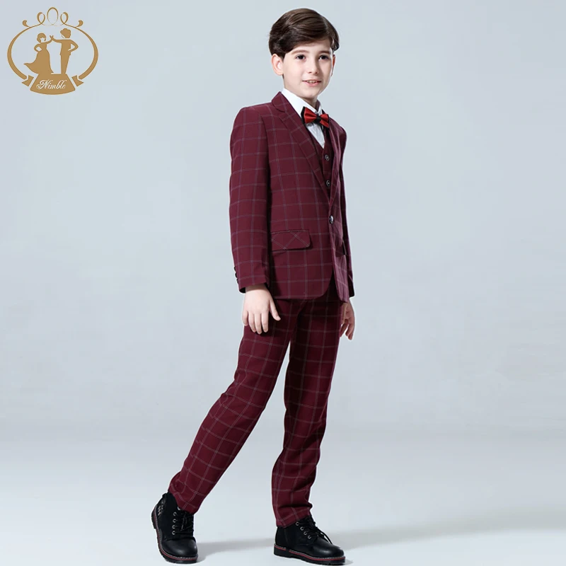 2021 Новые 3 предмета в комплекте детская одежда плед Свадебный Блейзер костюм для