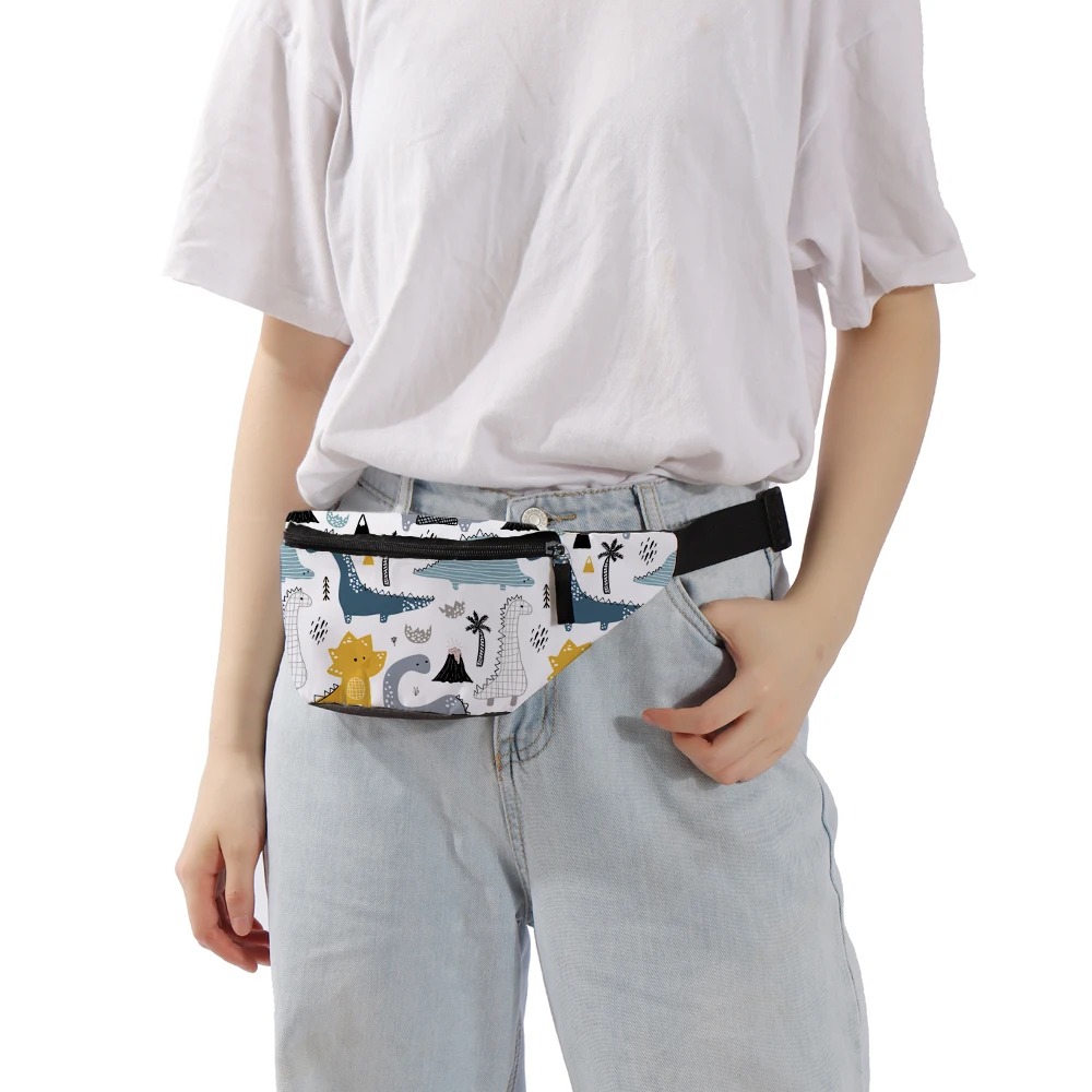 

Deanfun Waist Bags Cute Dinosaur Printed Fanny Pack With Zipper For Women Travelling Belt Bag D18015
