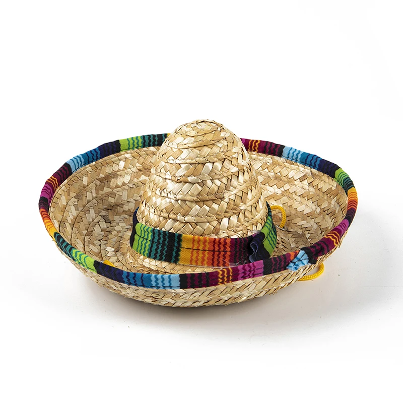 Модная Плетеная соломенная шляпа для домашних животных от солнца кошек сомбреро