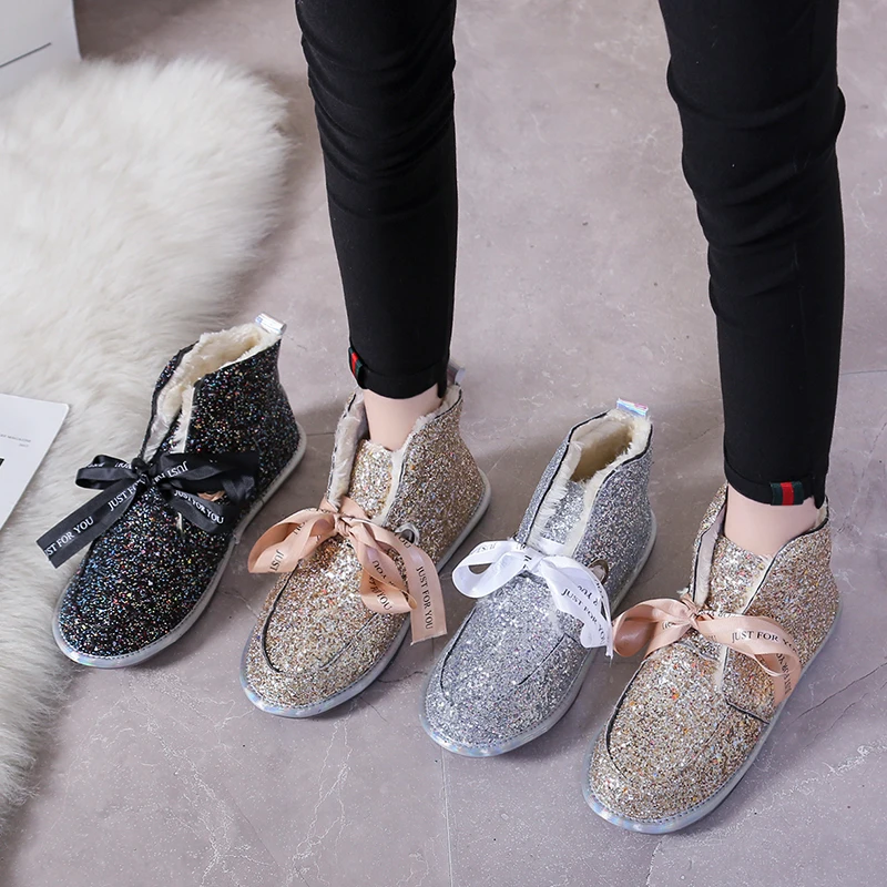 Snow boots women sheep fur one 2019 new autumn winter fashion low top short tube wild plus velvet warm flat bottom cotton |