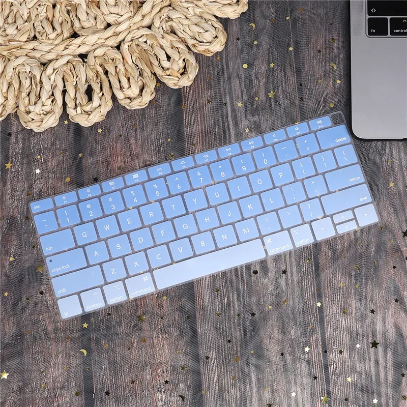 Gradient blue Английская Водонепроницаемая Пылезащитная крышка клавиатуры для Macbook Air 13 A1932 Touch ID градиентный цвет американская Защита клавиатуры - Цвет: Gradient blue