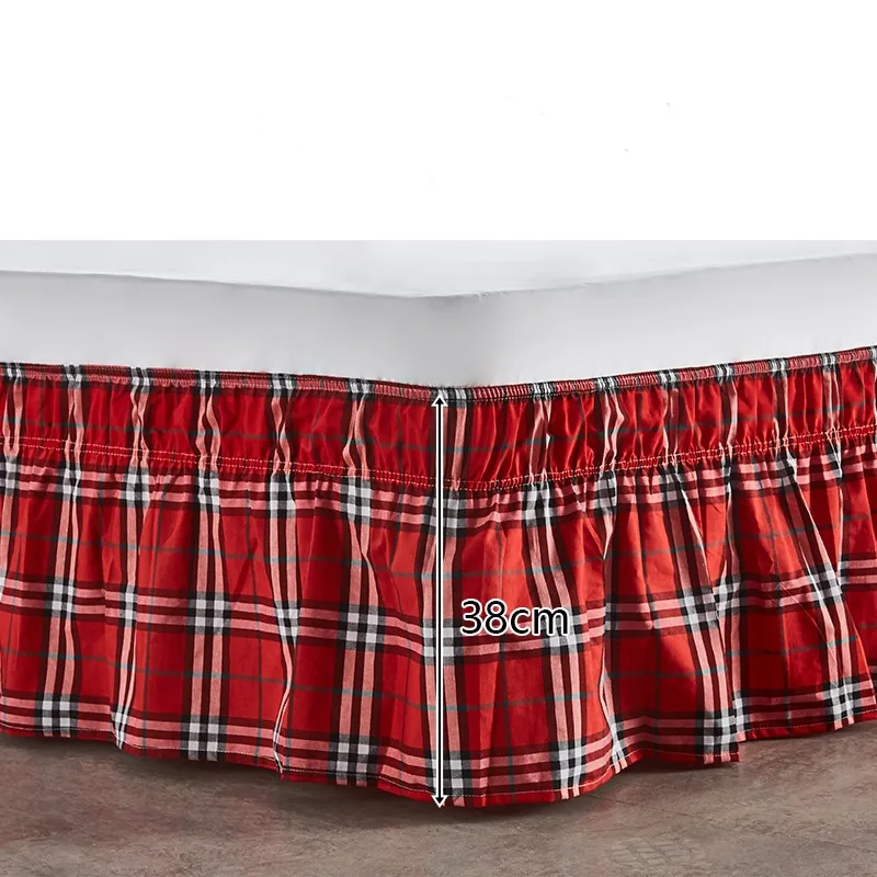 Красный черный плед в клетку двойной полный Королевский размер кровать фартук 38