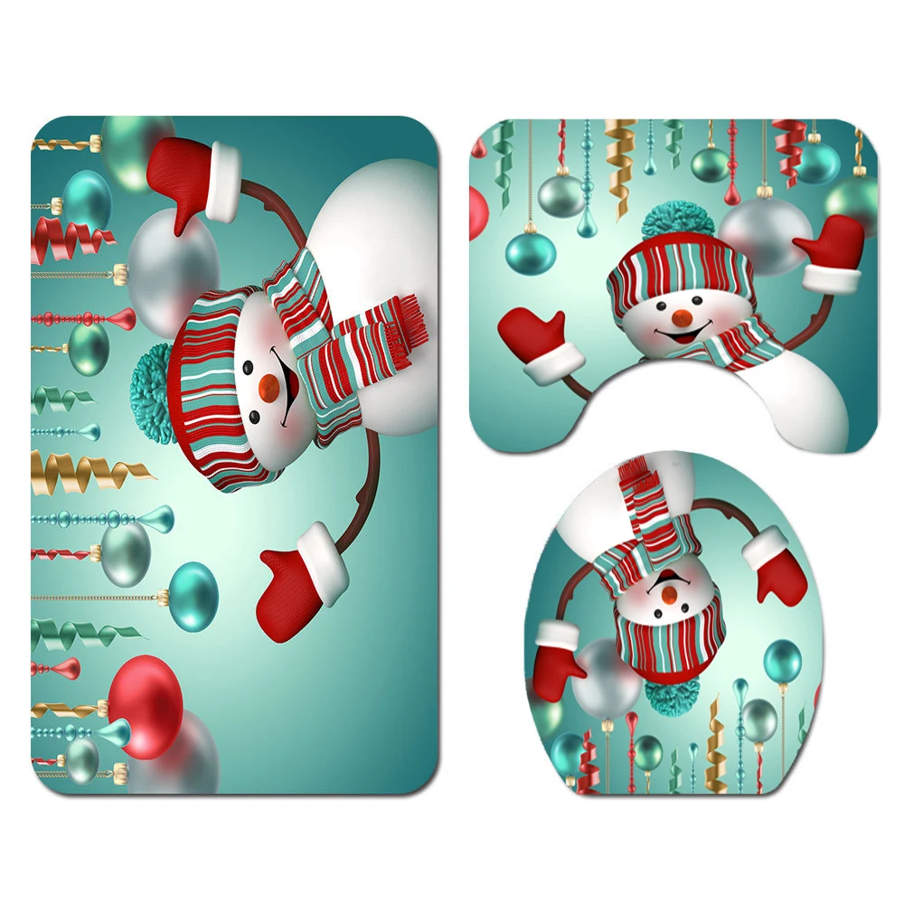 Рождественская занавеска для душа с Санта Клаусом снеговиком колокольчиками лось ванной противоскользящий