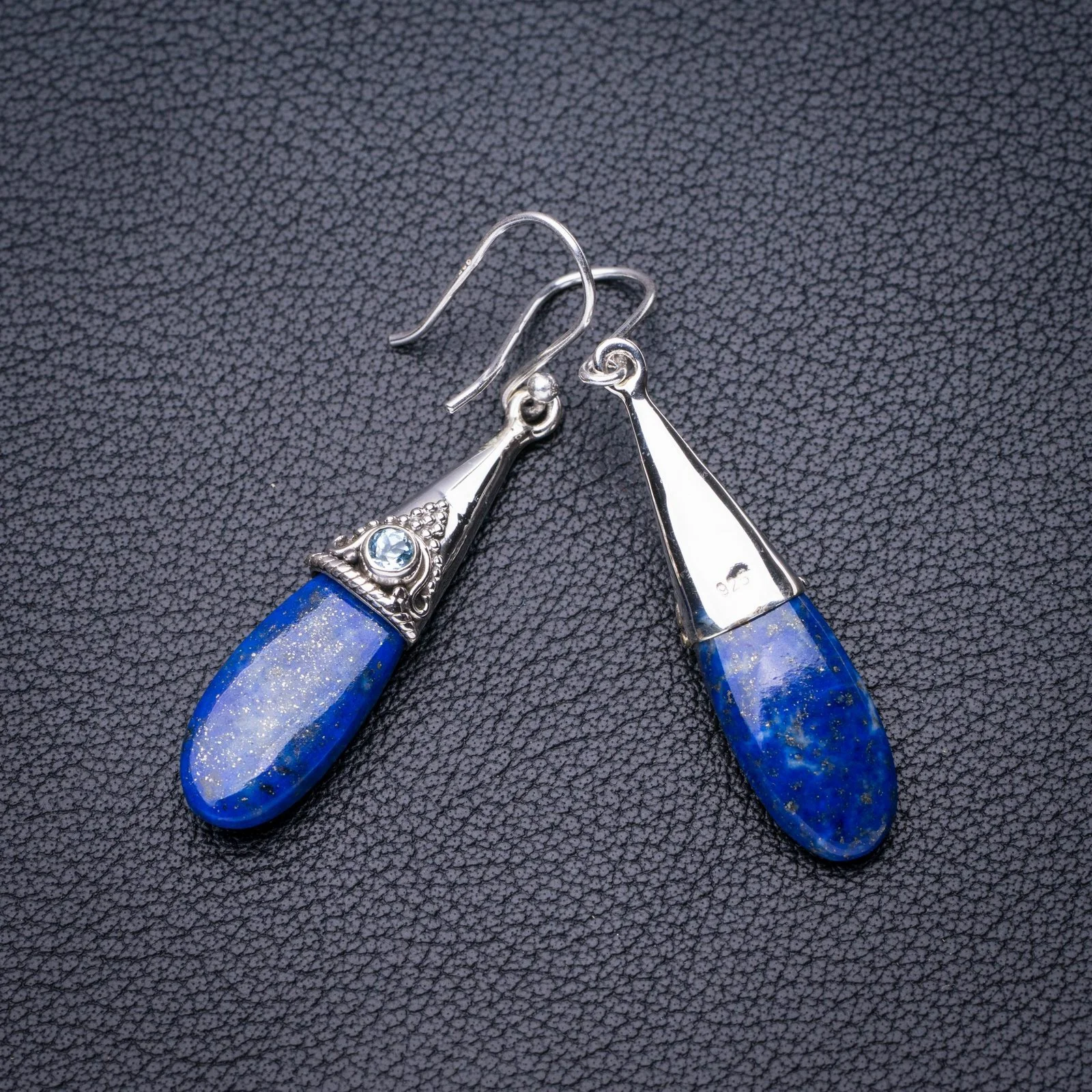 

Серьги ручной работы из серебра 1,75 пробы с голубым топазом, StarGems Natural Lapiz Lazuli E5347