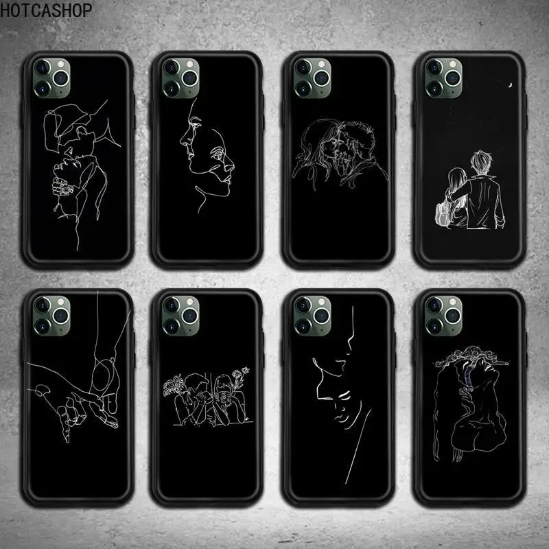Minimalist Line Sexy Couple Phone Case for iphone 12 pro max mini 11 pro XS MAX 8 7 6 6S Plus X 5S SE 2020 XR case