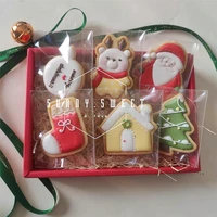 1pc cute christmas icing cookie mold santa elk tree sock house stamp plunger cutters sugar craft fondant diy gift baking tools