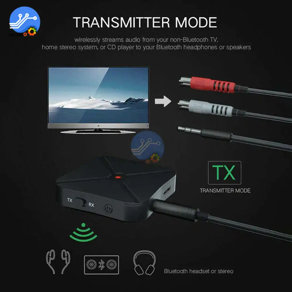 2 в 1 стерео Bluetooth 4,2 аудио приемник передатчик беспроводной адаптер с 3,5 мм AUX Jack звуковая система для ТВ MP3