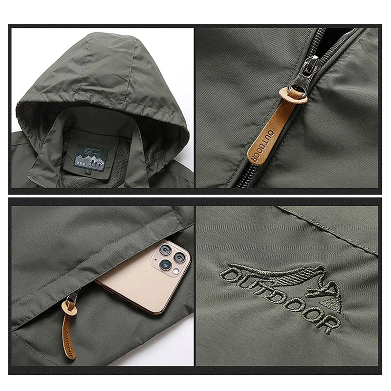 

Spring Men Waterproof Jackets Hooded Coats Male Outdoor Outwears Windbreaker Windproof 2021 Autumn Jacket Fashion Clothing Coat