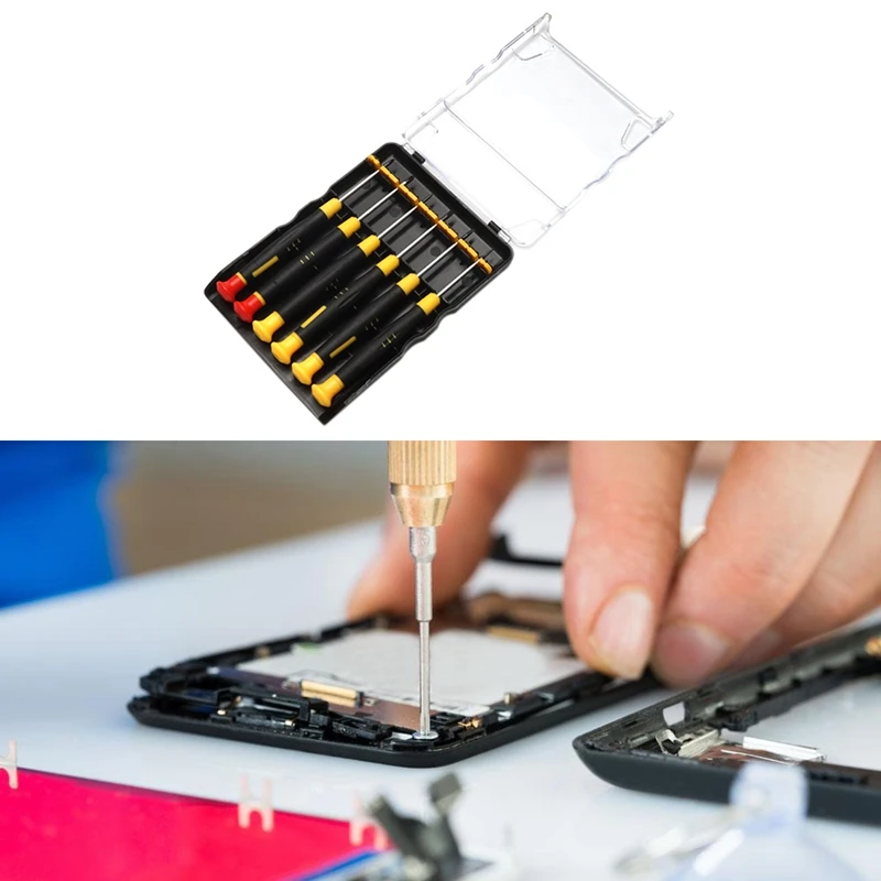 

GTBL 6Pcs/Set Slotted Screwdriver Phillips Cross Head Screwdriver 1.4/2.0/2.5/3.0/PH0/PH1 Chrome Vanadium Alloy Steel for Camera