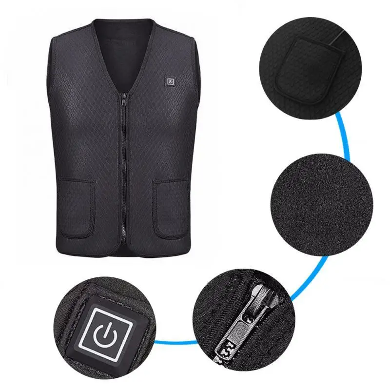 

Electric Jacket for Vest Hiking Camping Warmer Suit Travel Outer Wear Men Women Winter USB Keep Warm Electrical Vests for Adults