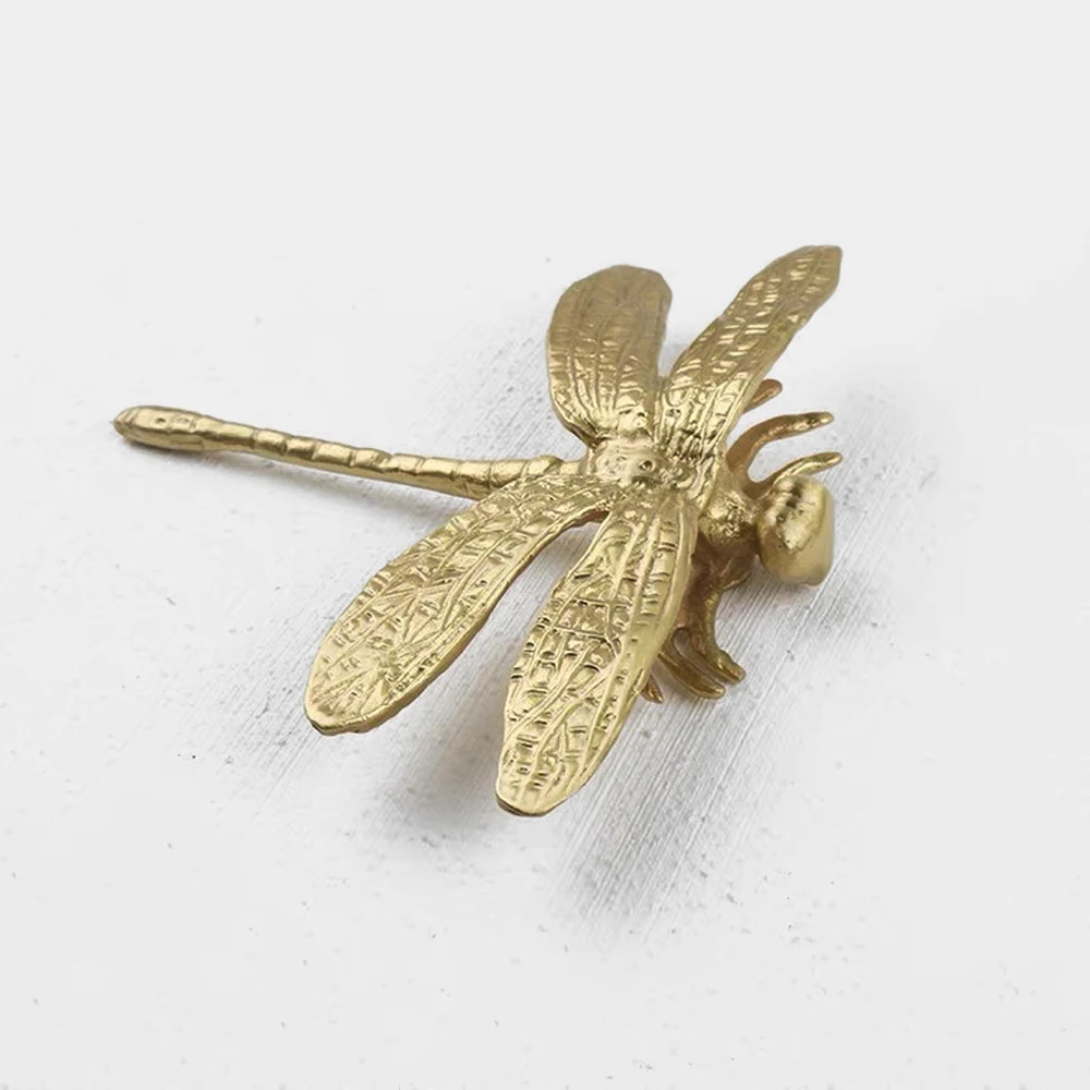 

Brass Dragonfly Cabinet Handles Decoration Vintage Cupboard Door Knob Drawer Pulls Solid Brass For Renovation And Improvement