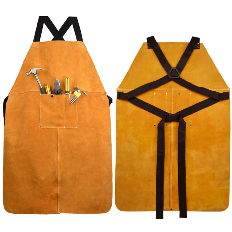 

Фартук из воловьей кожи для сварки, термоизоляционные защитные приспособления для сварки, фартук для чёрников 90 х60 см, устойчивый к высоким ...