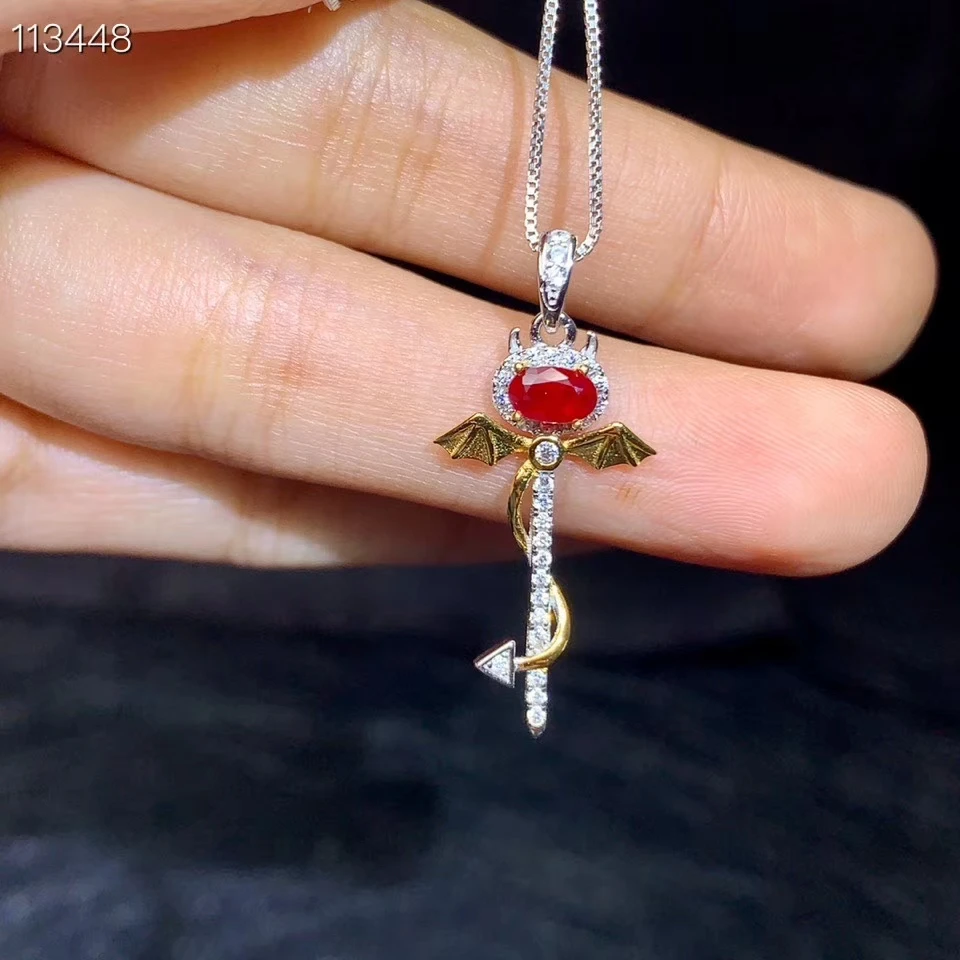 Ожерелье унисекс из серебра 925 пробы с красным Рубином | Украшения и аксессуары