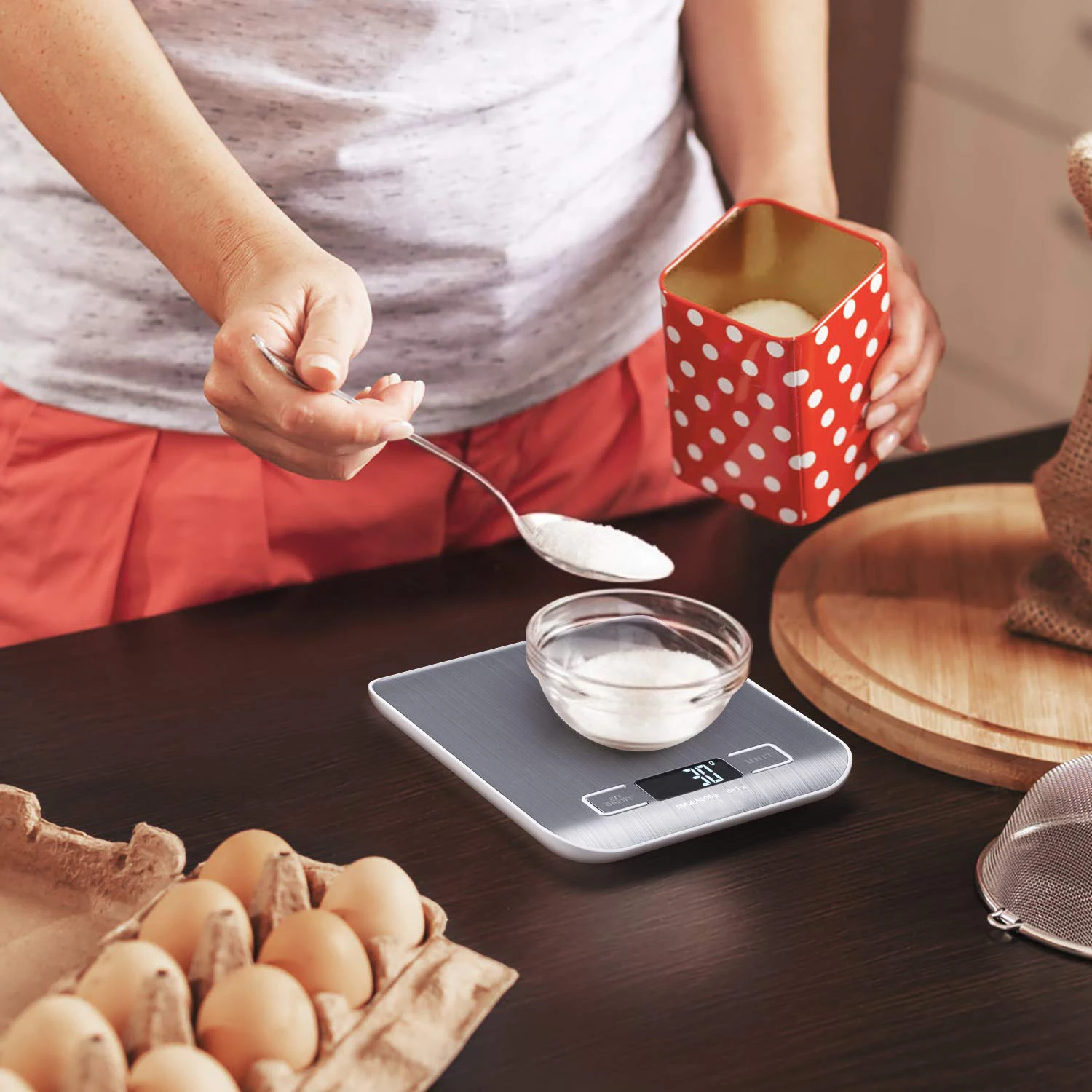 

LCD Display Stainless Steel Kitchen Scale Digital Food Scale Measuring Scale for Household Accuracy Diet 5kg/1g/0.1oz