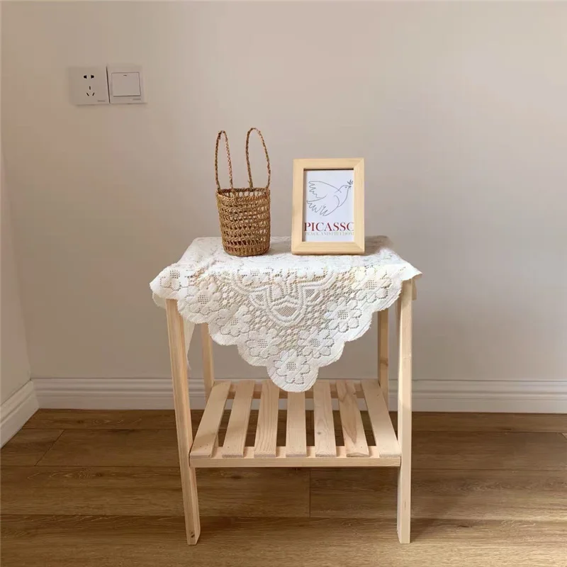 Hollow Lace Tablecloth Light Beige Simple Cafe Kitchen Dining Restaurant Background Cloth Square Decorative For Wedding | Дом и сад