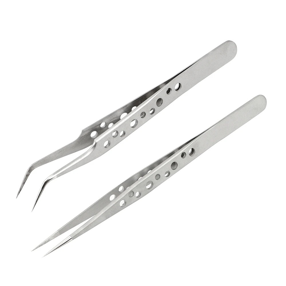 

NICEYARD Curved Straight Tip Anti-static Tweezers Stainless Steel for Nail Rhinestone Decorations Picking Plier Precision