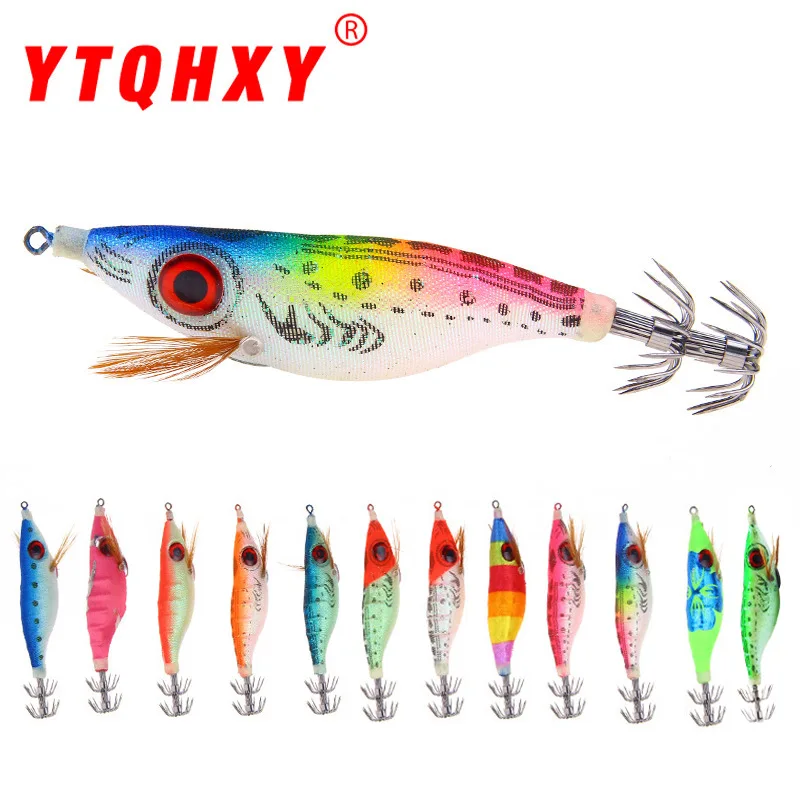 

9.2g/10cm Luminous Squid Jig Fishing Wood Shrimp Lure Squid Cuttlefish Jig Lure Bait Fishing Accessories
