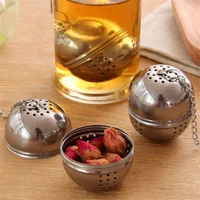 new stainless steel ball tea infuser mesh filter strainer whook loose tea leaf spice ball with rope chain home kitchen tools