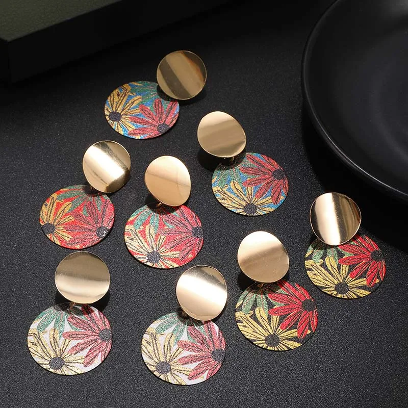 

Vintage Round Earrings Personalized Retro Statement Bohemian Brincos Ethnic Boho Jewelry Geometric Earrings For Women