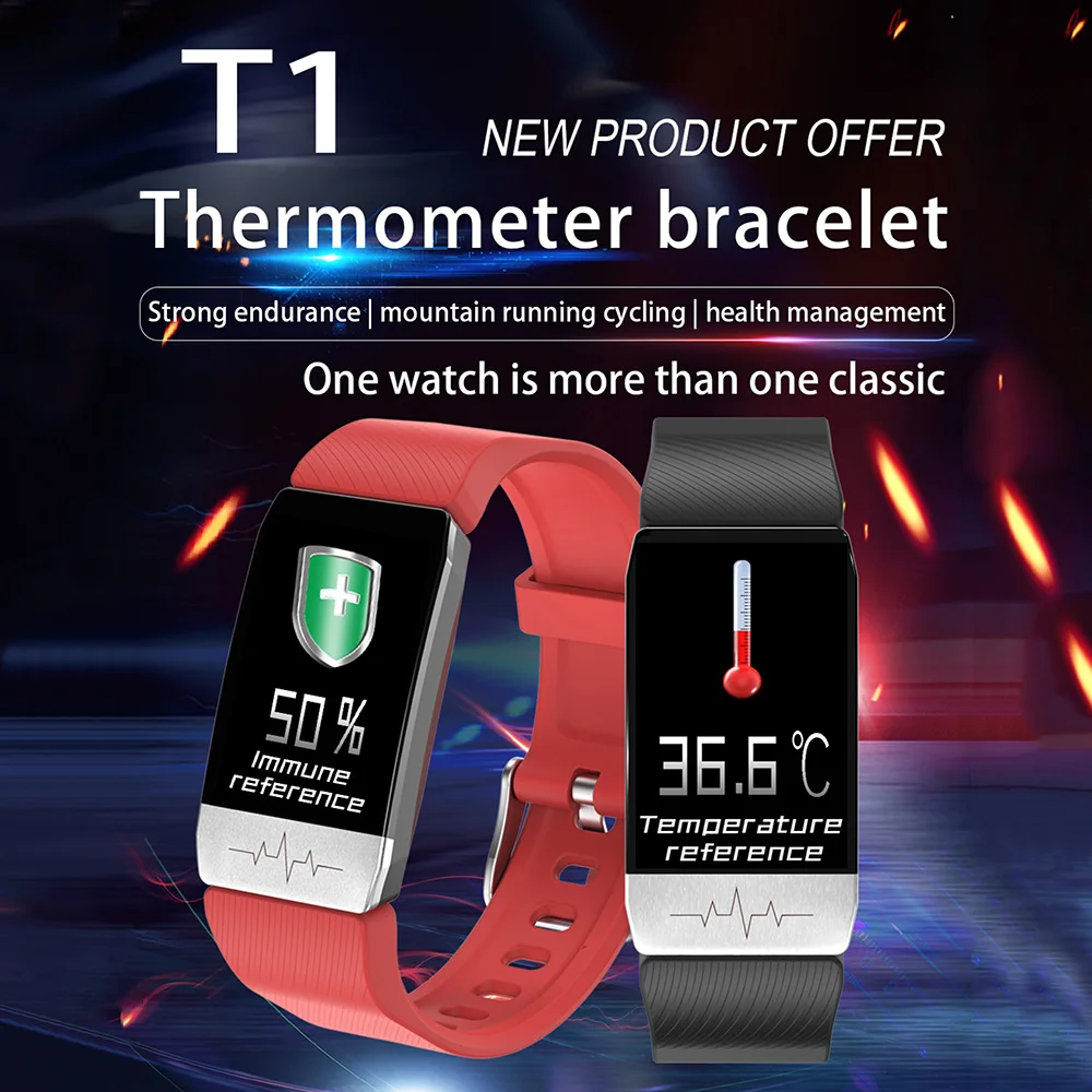 Умный Браслет термометр измерение температуры тела мониторинг здоровья сна