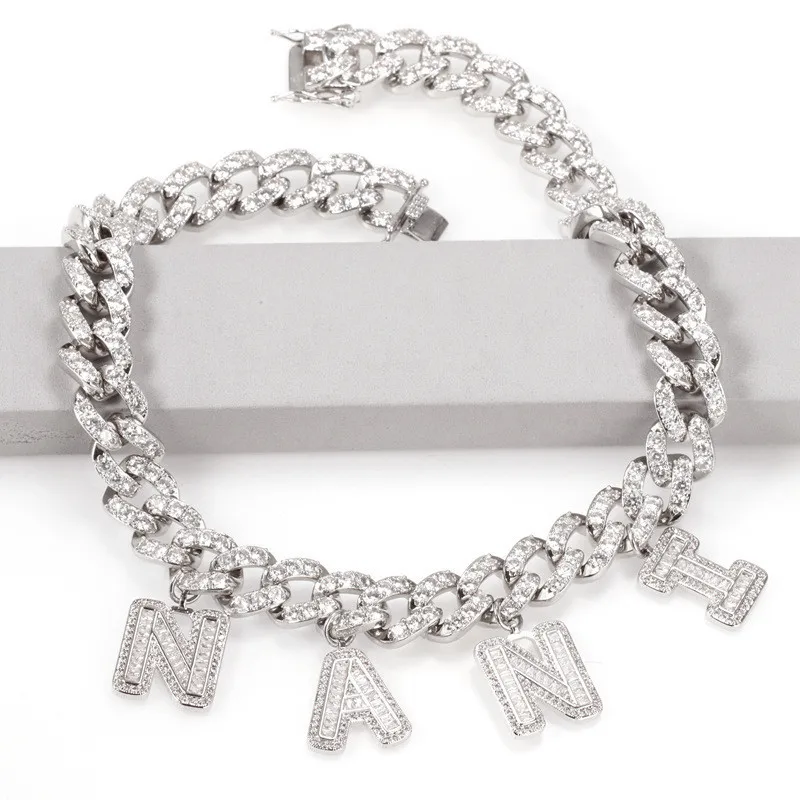 12 мм кубинская Цепочка хип хоп с именем ювелирное изделие сделай сам багет буквы