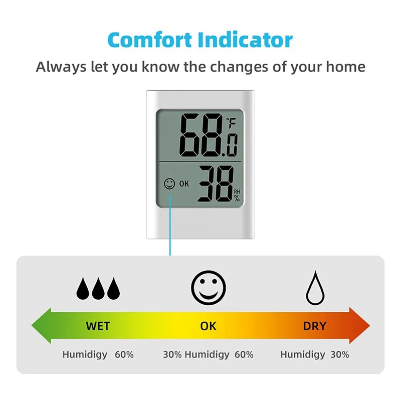 

Humidity Gauge,Indoor for Home Digital Thermometer with Temperature Humidity Monitor AAA Battery Powered(Not Included)