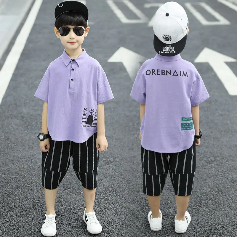 Детская одежда для мальчиков летние комплекты одежды футболка с короткими