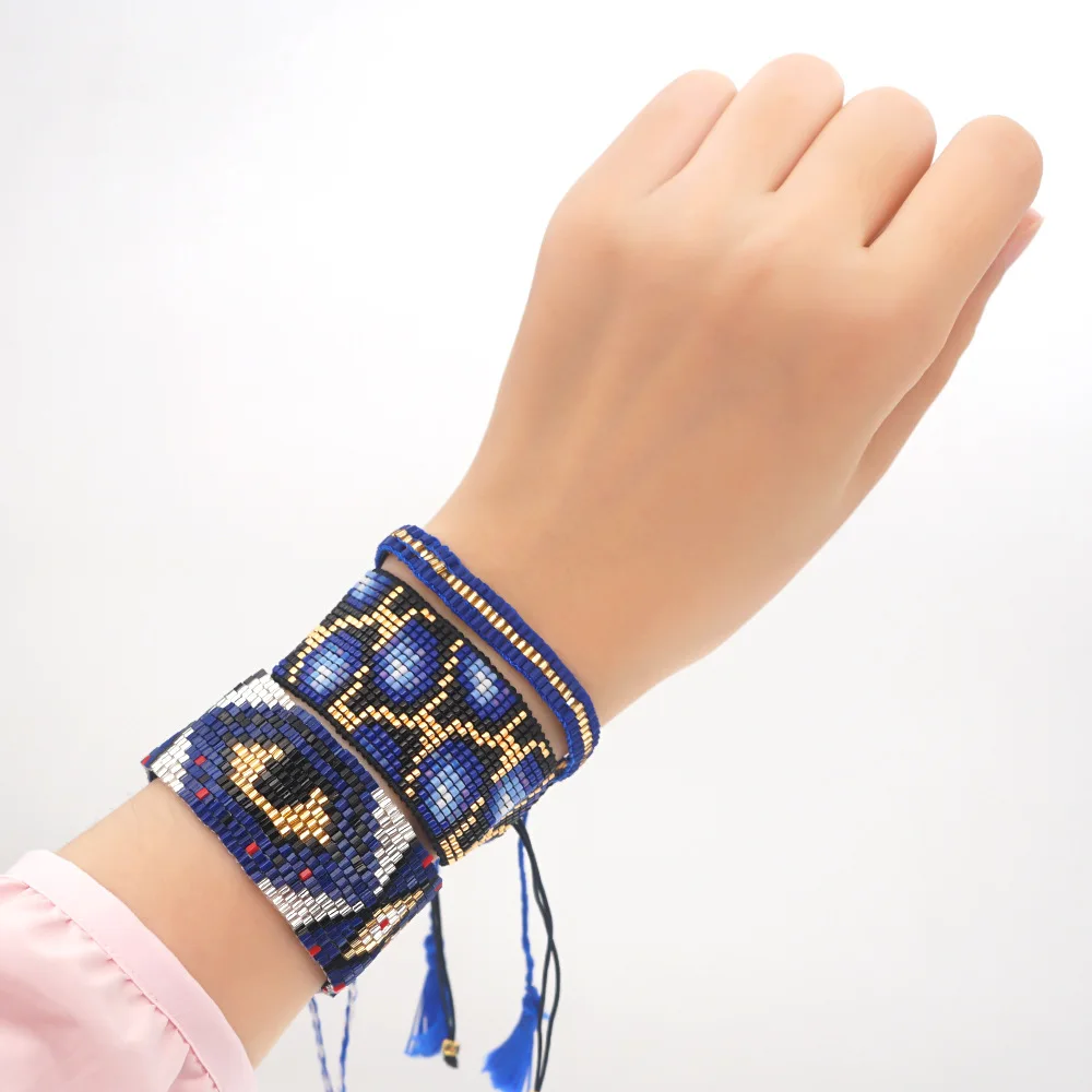 

Bohemian Style Blue Miyuki Beaded Bracelets Hand Making Jewelry Miyuki Rice Beads Bangles Love Bracelet Female Jewelry