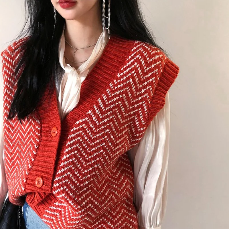 BGTEEVER Мода Полосатый Для женщин вязаная жилетка с v-образным вырезом однобортный